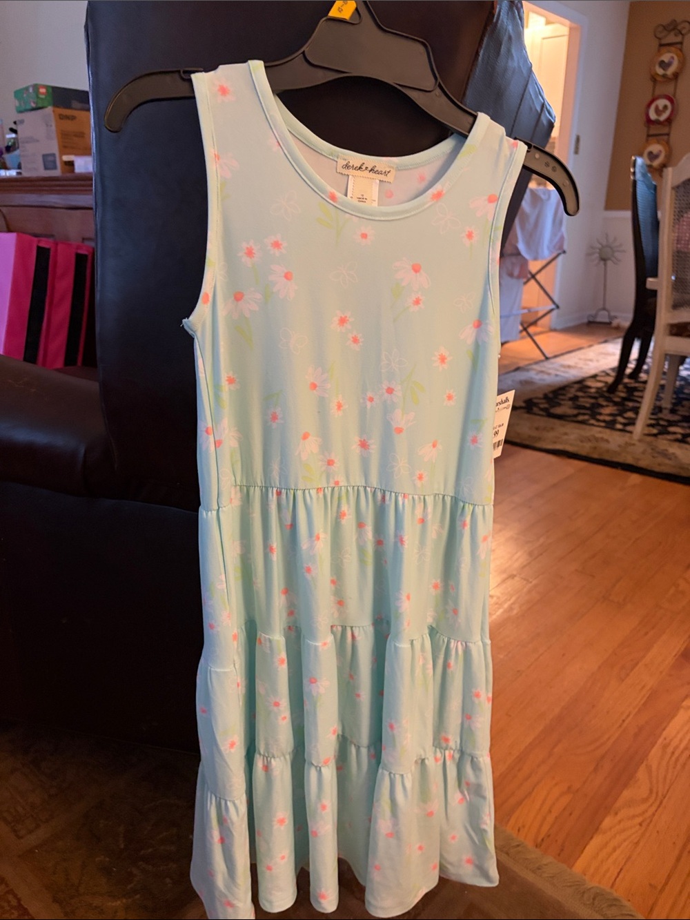 Derek Heart Light Blue Floral Tiered Tank Dress for Girls